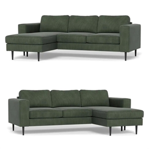 Houston sofa med chaiselong ( vendbar ) - 227 cm. - Grøn Rocket fløjl - Stærk Pris  